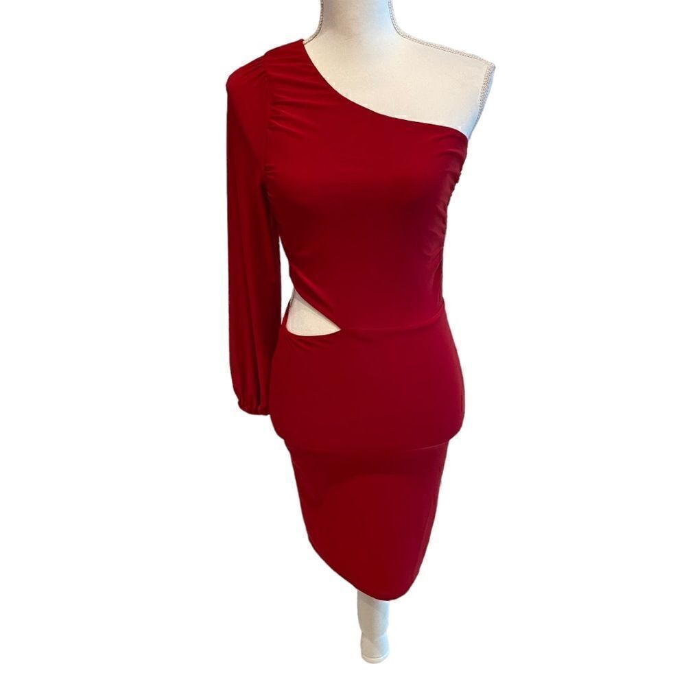 Saints 21  One Shoulder Bodycon Red Dress Size  Small